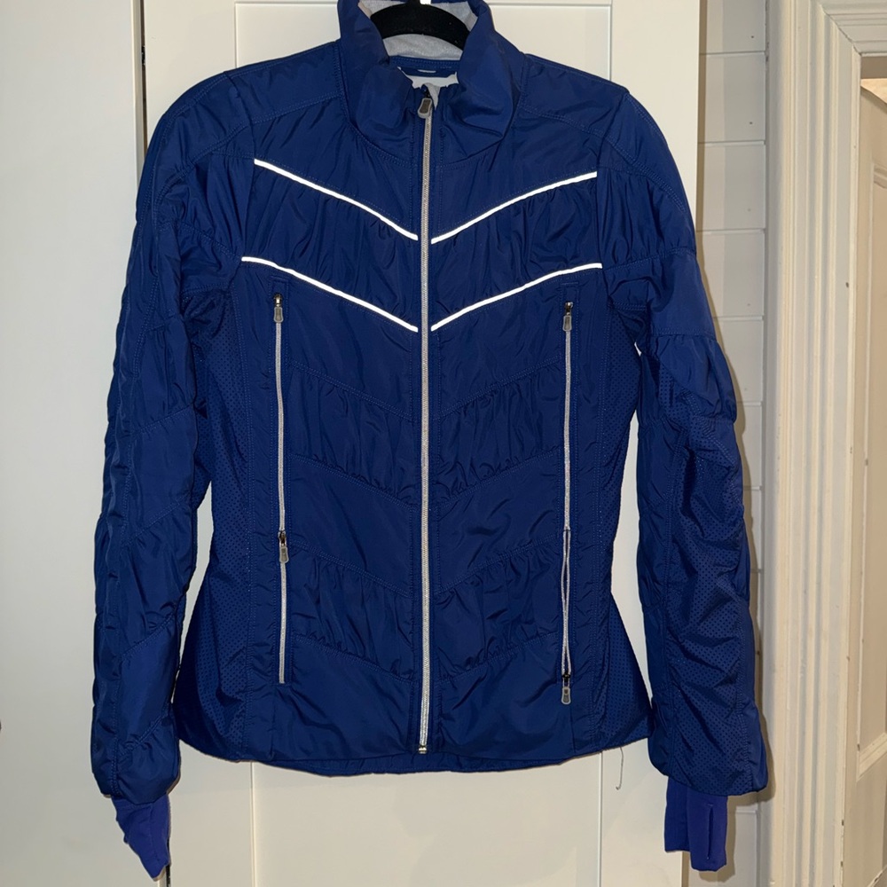 Women's Navy Running Jacket with White Accents